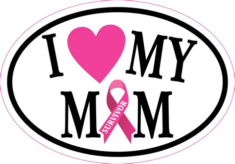 stickertalk i love my mom breast cancer survivor vinyl sticker 5 inches x 3 5 inches