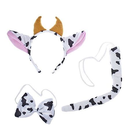 lux accessories halloween cow horn bow tail ear costume accessories set 3pcs cow halloween