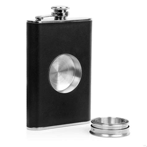 Hip Flask With Collapsible Glass 250ml 8oz Shot Flask Black With Folding Shot Glass At Rs 420