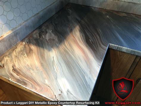 This Countertop Was Coated With A Leggari Products Diy Metallic Epoxy