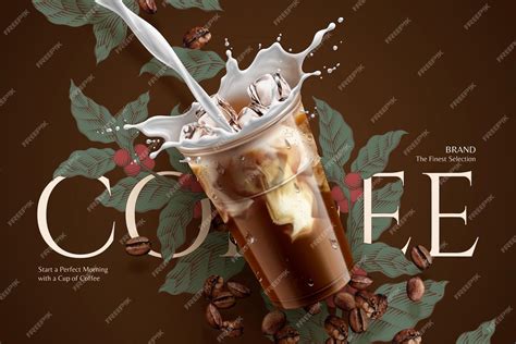 Premium Vector Cold Brew Coffee Ads With Retro Style Engraving Over Brown Background In 3d