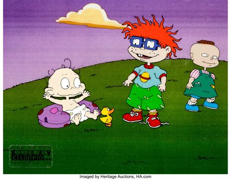 Rugrats Chuckie Phil And Dil Production Cel Set Up Nickelodeon