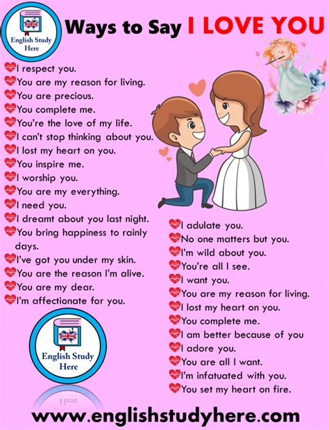 30 Different Ways To Say I Love You In English English Study Learn