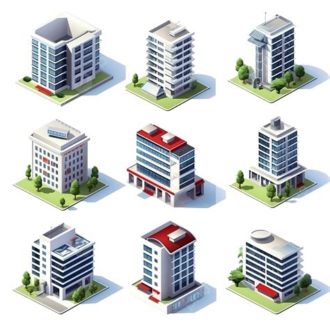 Isometric Minimalist Multi Storey Building 3d Universal Scenary