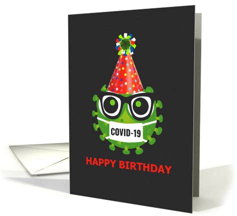 This website uses cookies so that we can provide you with the best user experience possible. Happy Birthday Coronavirus COVID-19 Green Bacteria with Party Hat card