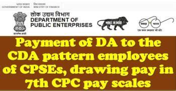 Th Cpc Da From Jul For Cda Pattern Employees Of Cpses Staffnews