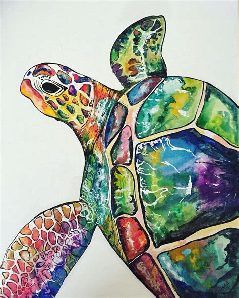 Sea Turtle Fun Paintings On CanvasBeach Sea Turtle Painting