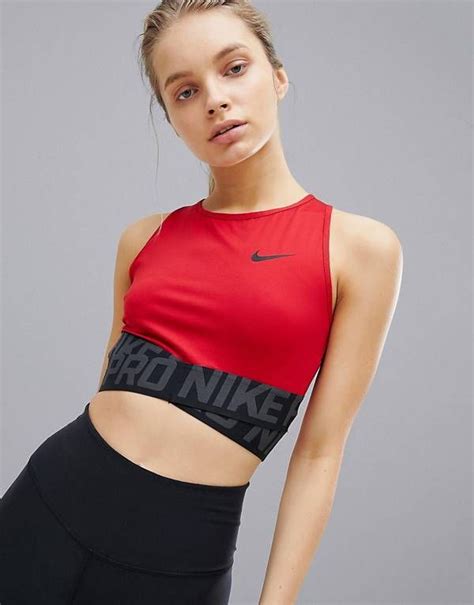 Nike Pro Training Crossover Crop In Red Nike Pros Womens Workout