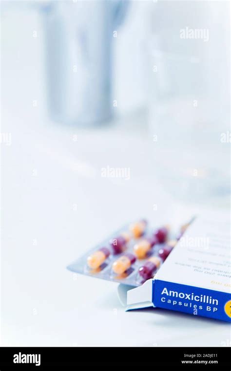 Amoxicillin Antibiotic Pills In Their Blister Pack In Their Box