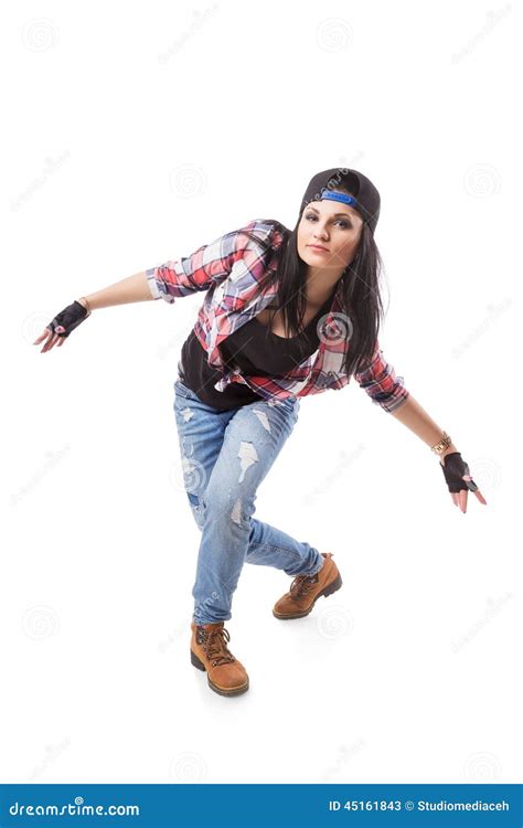 modern hip hop dance girl pose on isolated background stock image image of fashion black