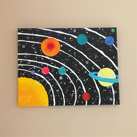 Space Art For Kids Room Solar System No11 14x11 Inch Etsy Space