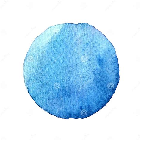 Blue Circle Shape Painted With Watercolors Isolated On A White