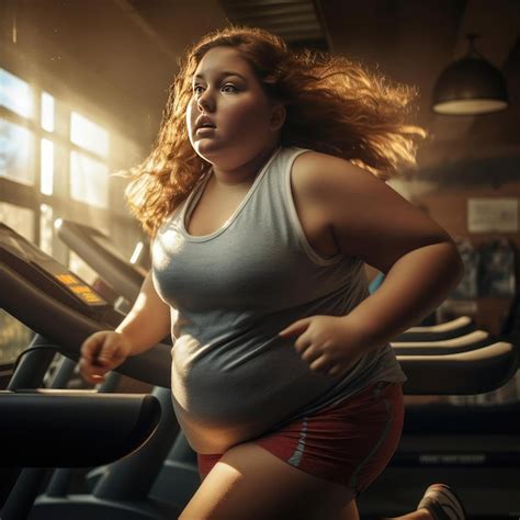 Premium Ai Image Overweight Young Woman Exercising In The Gym