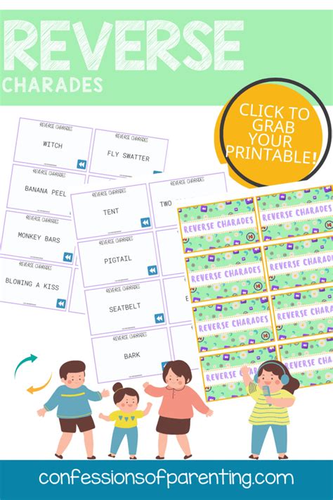Reverse Charades Game With 50 Printable Ideas