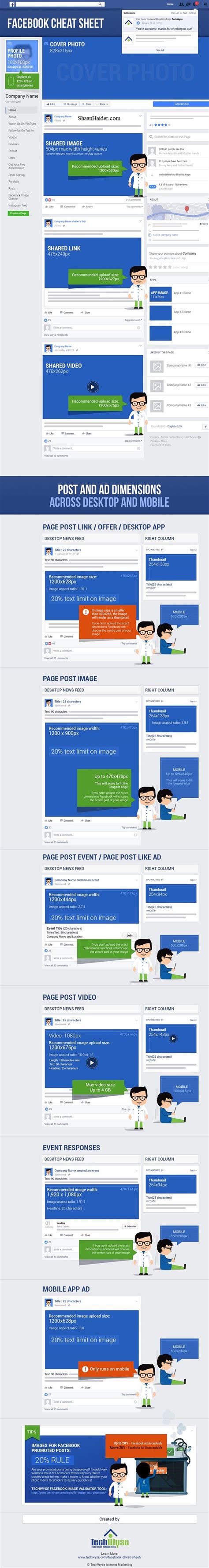 Facebook Cheat Sheet Facebook Sizes Dimensions Infographic Images