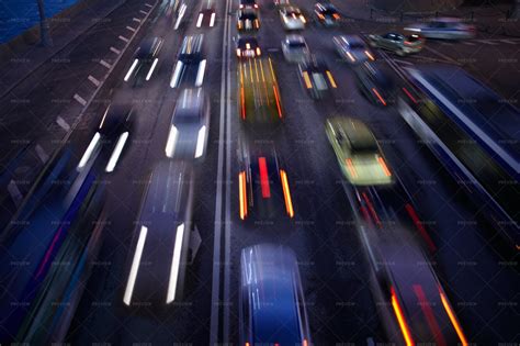 Blurred Cars At Night Stock Photos Motion Array