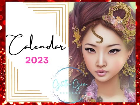 2023 Printable Calendar Beautiful Asian Inspired Art Calendar Etsy