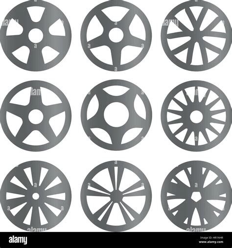 Isolated Black And White Color Alloy Wheels Logo Collection Car
