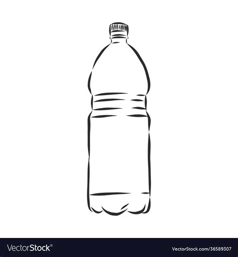 Single Sketch Plastic Bottle Water Plastic Vector Image