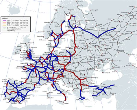 High Speed Railroad Map Of Europe 2017 Europe