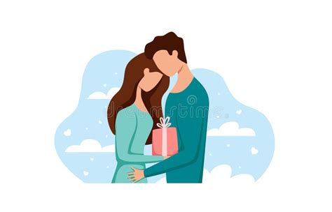 couple in love vector illustration man and woman kissing hugging dating embracing each other