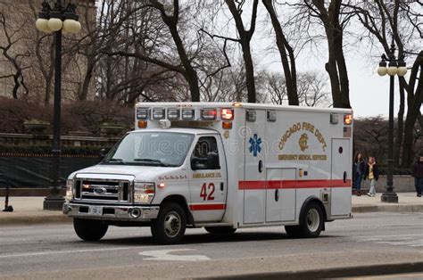 Chicago Fire Department Ambulance In Downtown Editorial Photo Image