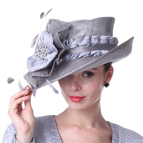 Kueeni Women Hats Beautiful For Wedding Mother Of Bride Hats Silver