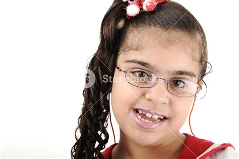 Mixed Race Adorable Cute Little School Girl Portrait Arabic African