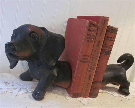 Vintage Dachshund Bookends Whimsical Figural Doxie Dog