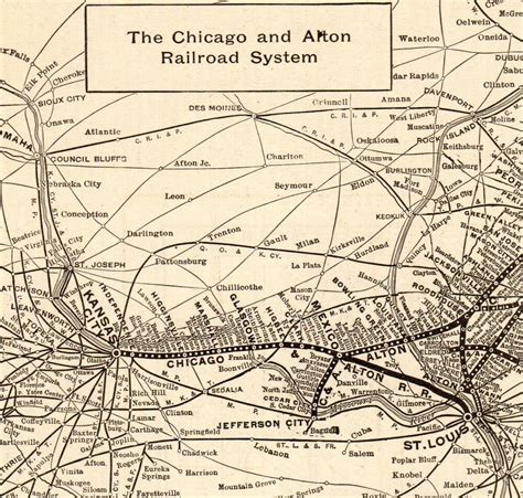 1907 Antique Chicago And Alton Railroad Map Vintage Railway Map 6322
