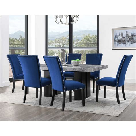 Steve Silver Camila 1x6xcm540sbn 7 Piece Dining Set With Gray Marble