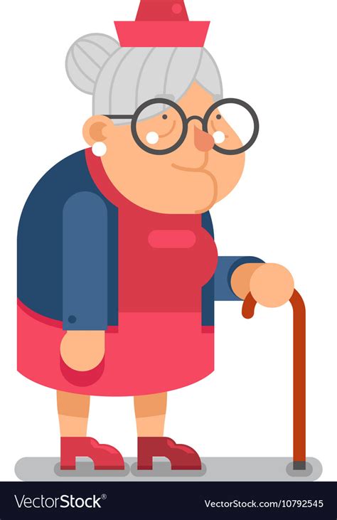Granny old lady character cartoon flat design Vector Image