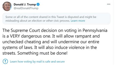 Twitter Hides Trump Mail Voting Tweet Ahead Of Polling Day BBC News