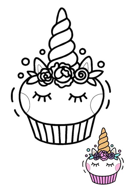 Free Printable Unicorn Cupcake Coloring Pages Askworksheet