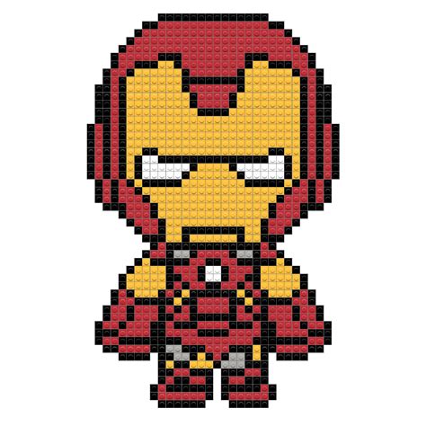 Cool Iron Man Pixel Art Grid