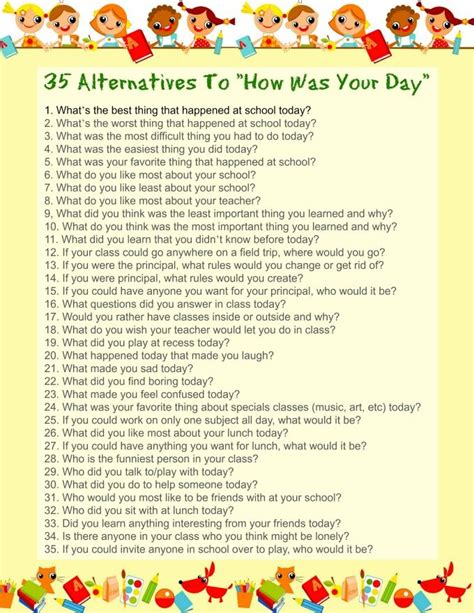 35 Ways To Ask Your Child About Their Day Kids Questions Motivation
