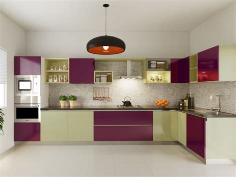Neutral Tones L Shaped Modular Kitchen Designs India Homelane