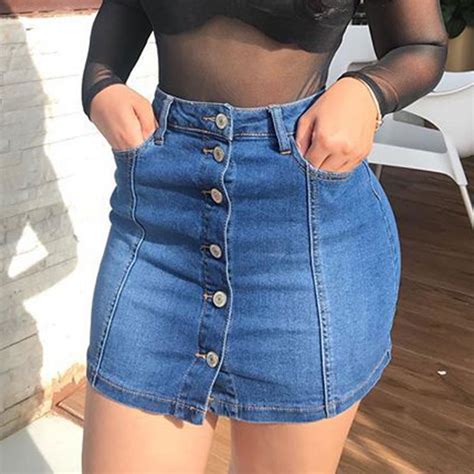 Women Classic Denim Skirt Sexy Hot Girl Summer Fashion Mini Skirts Blue Solid All Matched Jeans