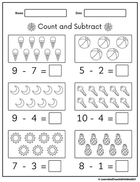 Subtraction Worksheets 1 10 Made By Teachers