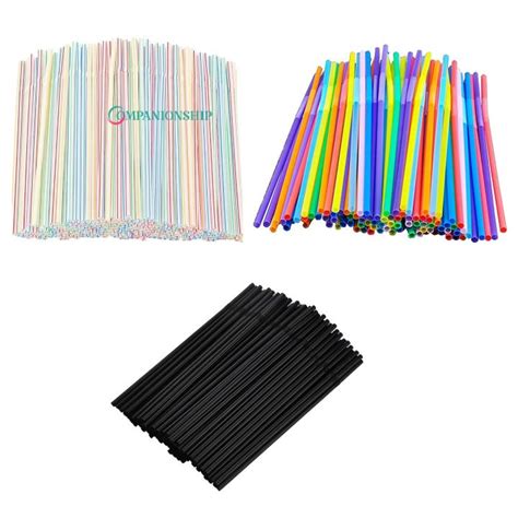 Drinking Straws Disposable Flexible Plastic Drinking Straws Kit For