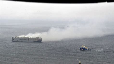 Salvage Crews Begin Towing Burning Cargo Ship To New Location Off Dutch Coast As Smoke Eases Ntd