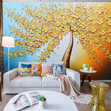 Knife Painting Wall Mural Golden Tree Custom Hd Phone Wallpaper Pxfuel