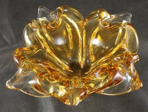Chalet Glass Canada Amber Center Console Bowl Etsy Chalet Glass Center Console Glass Center