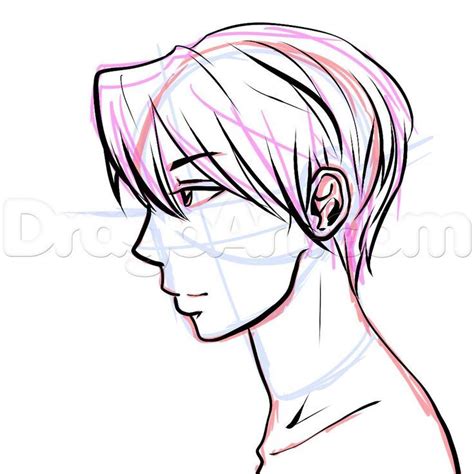 Side View Male Anime Face Drawing Tutorial Step 15