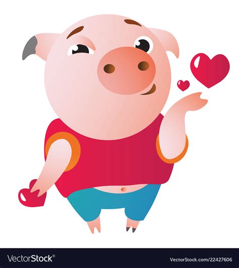 Cute Piglet Sending Air Kiss Royalty Free Vector Image