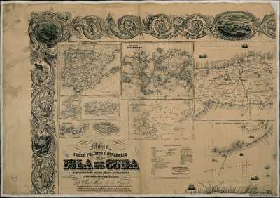 Mapa Físico Político é Itinerario de la Isla de Cuba Material