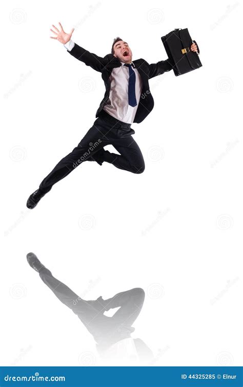Jumping Businessman Isolated Stock Image Image Of Isolated Happy