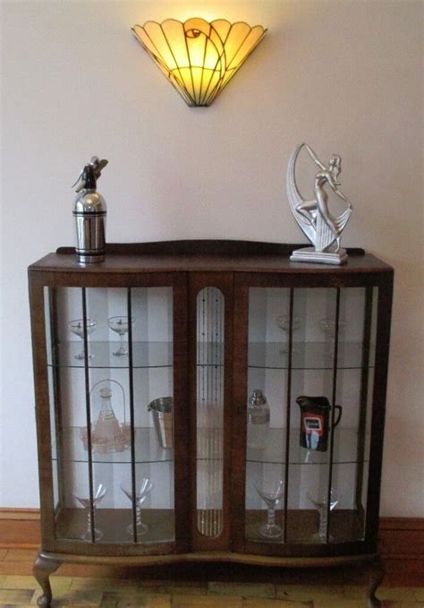 Vintage Antique Cocktail Cabinet Display Cabinet Art Deco Glass 1960 S Retro In Clacton On