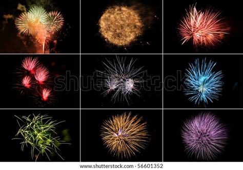 Fireworks Different Colors Shapes Stock Photo Edit Now 56601352