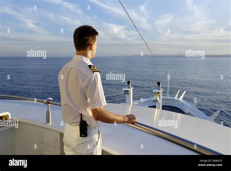 Sailor Standing At The Prow Of A Cruise Ship In Red Sea Jordan Middle